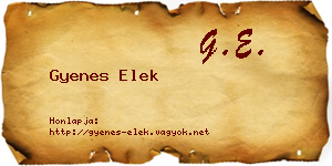 Gyenes Elek névjegykártya